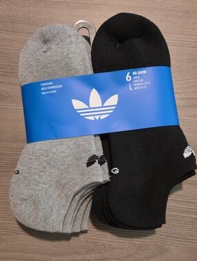 Adidas Unisex Black and Gray Socks - 6 Pair